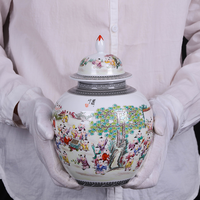 Jingdezhen ceramic hand - made caddy fixings small tea pot 1 catty box general household checking quality