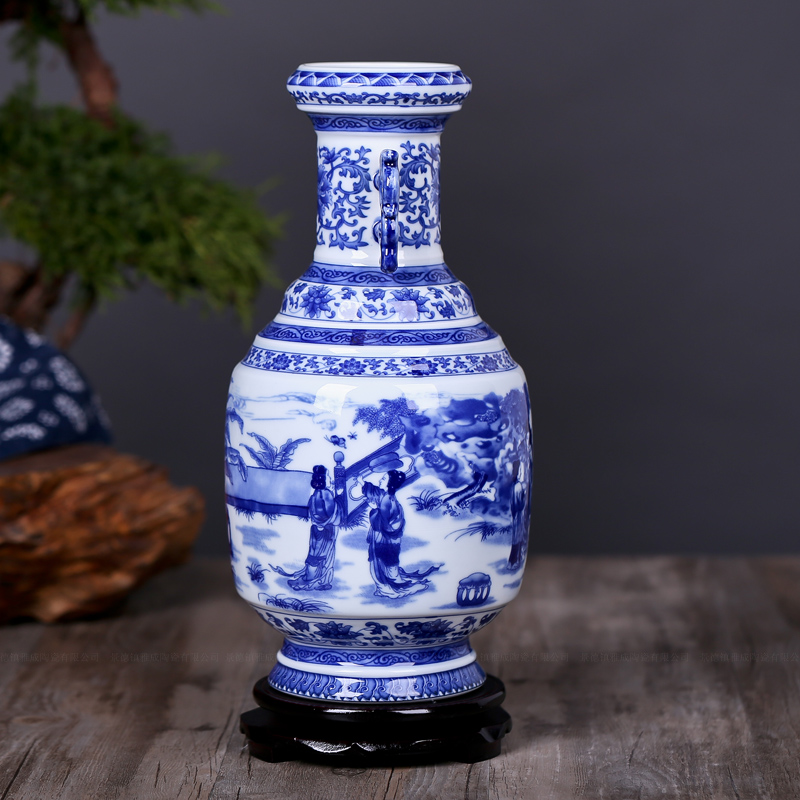 Restoring ancient ways of jingdezhen blue and white porcelain vase zen art ceramics vase flower creative office furnishing articles