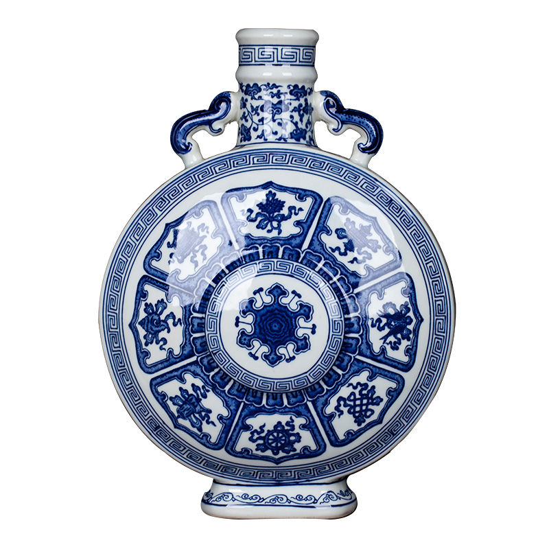 Jingdezhen ceramic antique flower vase of blue and white porcelain decorative furnishing articles home sitting room rich ancient frame craft porcelain