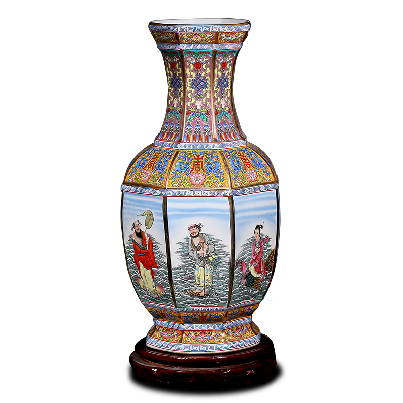 Jingdezhen ceramic antique vase, the eight immortals new classic adornment style furnishing articles housewarming landing crafts sitting room