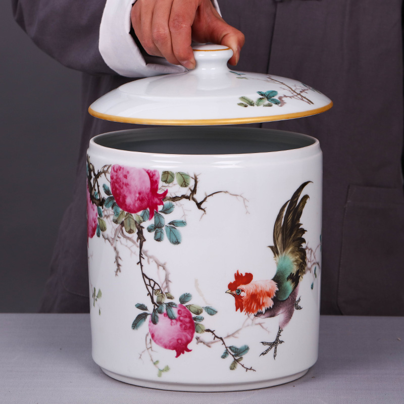 Jingdezhen ceramic household seal porcelain tea pot puer tea tin with large tea urn