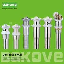 304 water drain wash basin non-porous overflow mouth washbasin bounce Press old-fashioned black flap one-piece short