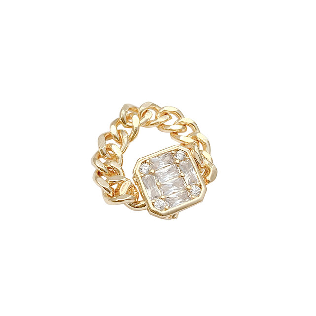 Gold chain zircon ring female niche design light luxury fashion personality index finger ring cold wind high-end ring Gold chain zircon ring female niche design light luxury fashion personality index finger ring cold wind high-end ring