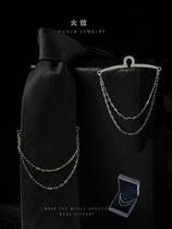 tie tassel chain brooch mens suit tie clip chain collar pin collar badge high-end jewelry