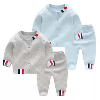 Baby autumn cotton sweater set Boys and Girls spring and autumn cardigan coat children's knitwear out clothes