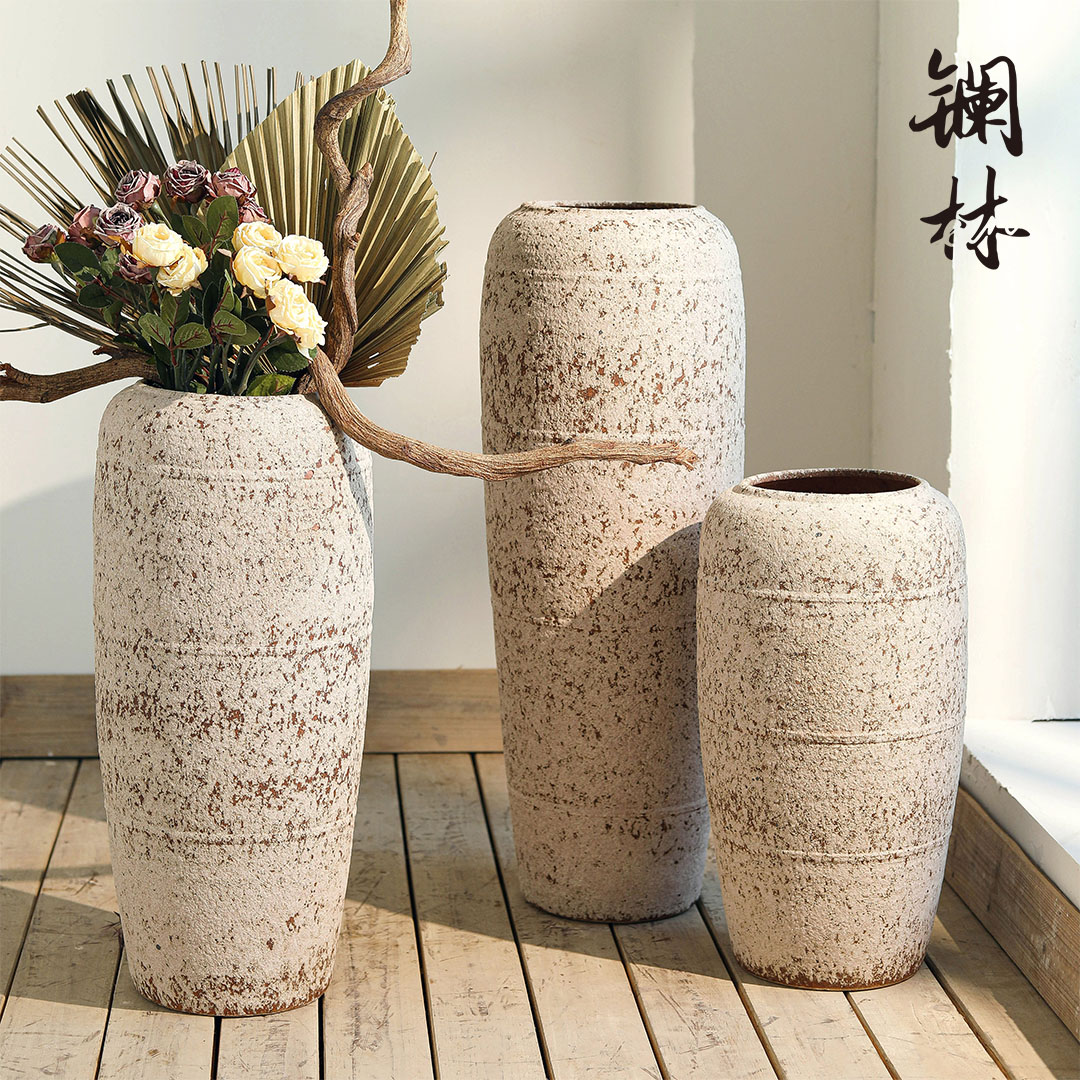 Chinese style restoring ancient ways is coarse pottery vase of large sitting room decoration art of TV ark, porch decoration ceramic vases, furnishing articles