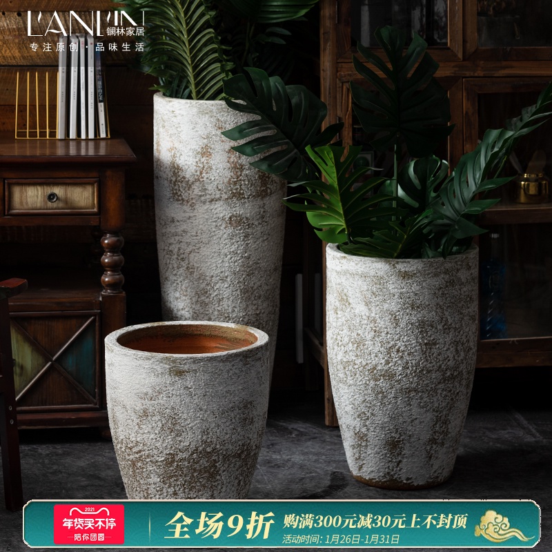 Big flowerpot restoring ancient ways furnishing articles furnishing articles sitting room be born green plant new Chinese style thick cylinder of jingdezhen ceramics some ceramic pot vase