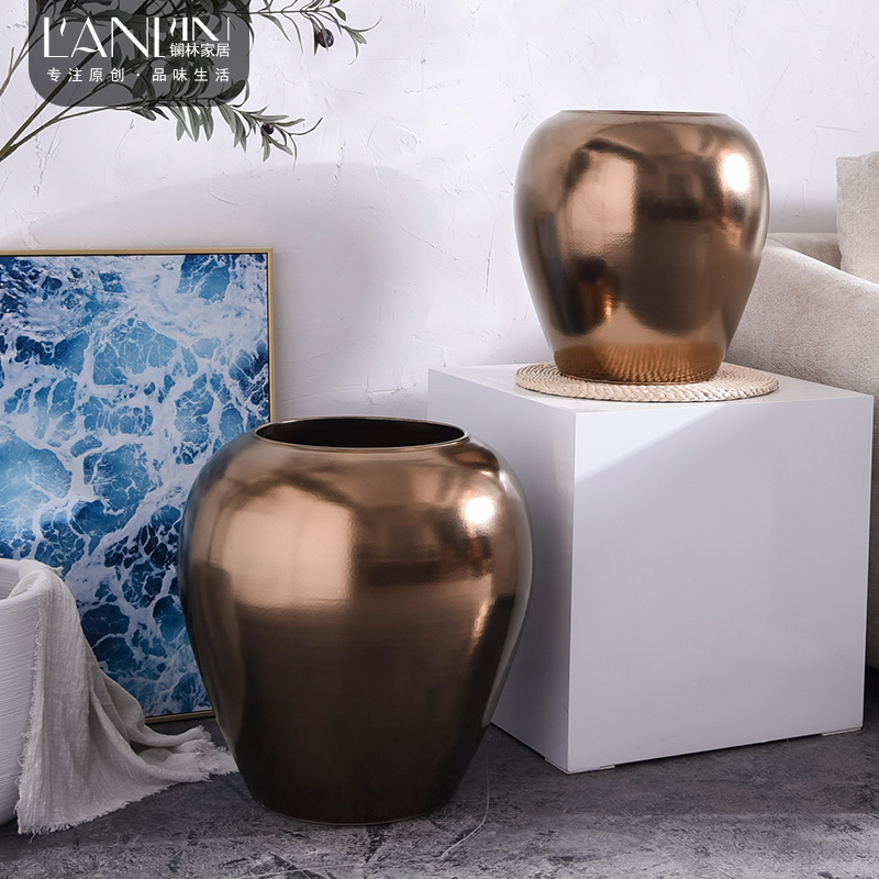 Creative modern Nordic dried flower decoration vase furnishing articles sitting room household jingdezhen landing large ceramic bottle arranging flowers