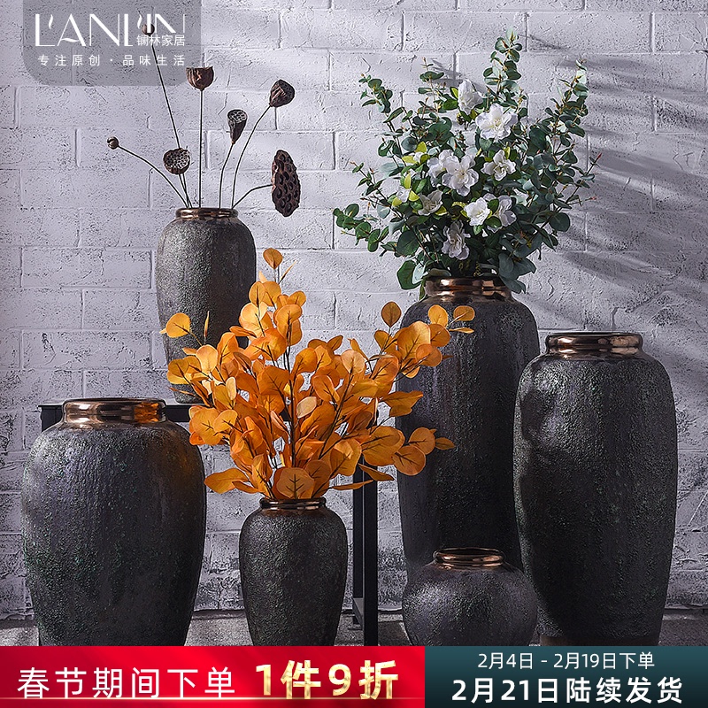 Restore ancient ways the ground dried flowers large vase coarse some ceramic pot sitting room adornment home furnishing articles of jingdezhen ceramics