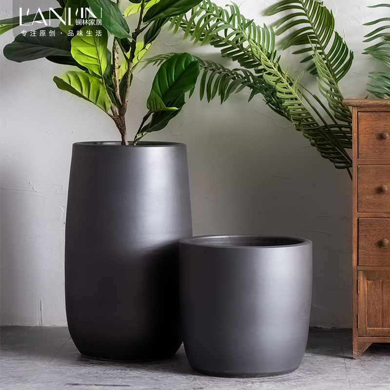 Ceramic POTS Nordic contracted sitting room, indoor green plant adornment bedroom place large clearance black floor vase