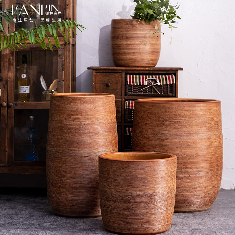 Nordic modern ceramic flower pot indoor green plant cylinder household act the role ofing is tasted sitting room adornment is placed modern ground vase