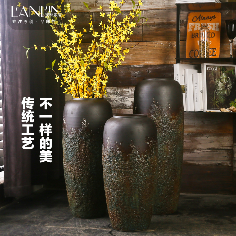 The Big vase furnishing articles sitting room ground do old coarse pottery flower arranging bottles home furnishing articles of handicraft ceramic pottery decoration