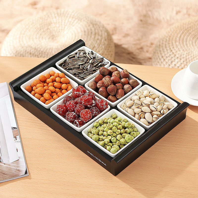 Creative snack plate frame ceramic compote candy dishes dry fruit bowl of fruit snacks disc nut plate snack dishes