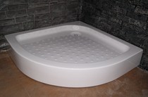 Simple shower room bottom basin Fan-shaped bath room bathroom waterproof acrylic base shower curtain set dry and wet separation