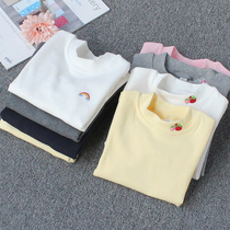 Girls middle collar base shirt autumn and winter New hairy boy half high collar autumn clothes cotton large children long sleeve T-shirt