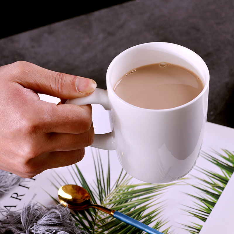 Pure white ipads China cups milk tea cup keller cup household jingdezhen ceramic cup milk coffee cup