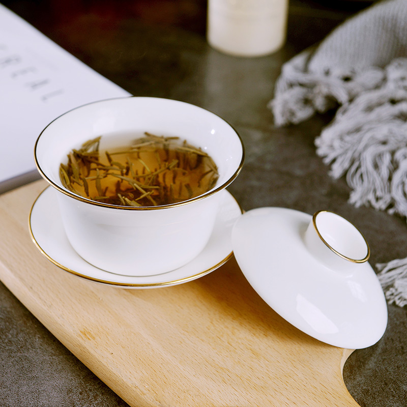 Jingdezhen with up phnom penh ipads porcelain single tea bowl only three tureen kung fu tea cup with a lid of household ceramics