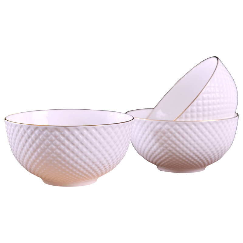 Jingdezhen creative manual gold 】 【 up phnom penh anaglyph large rice bowls household ipads China 6 inches rainbow such use