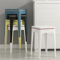 European-style plastic stool thickened household dining table and chair Light luxury simple living room plastic chair Adult high stool cooked rubber square stool