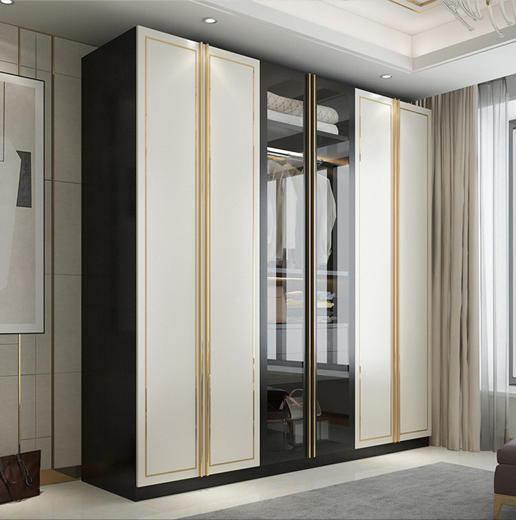 轻奢衣柜现代简约衣帽间钢琴烤漆钢化玻璃门柜子卧室衣橱组装定制