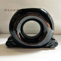 Nostalgic old stock 80-90s porcelain ring black glaze vase flower holder