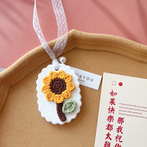 Car Fragrant Lavender Plaster Pendant Handwoven Sunflower On-board Rearview Mirror Hanging Pendant Teachers Festival Gift Woman
