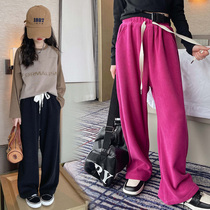 Girls' pants in spring and autumn 2022 Children with wide-leg pants New loose straight bags for leisure trousers