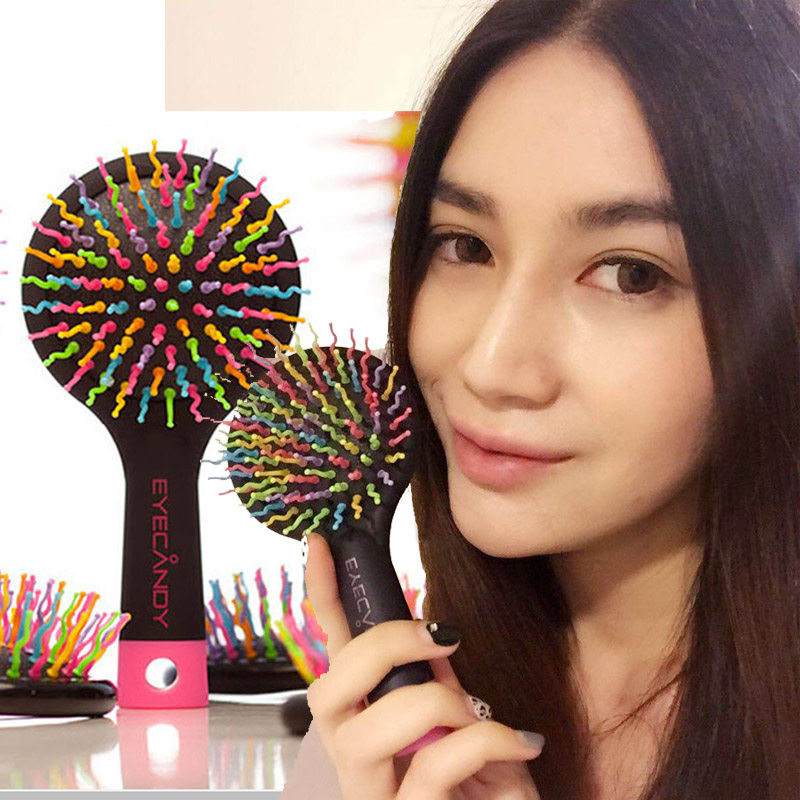 eye candy 韩国彩虹气垫彩色按摩不打结梳子