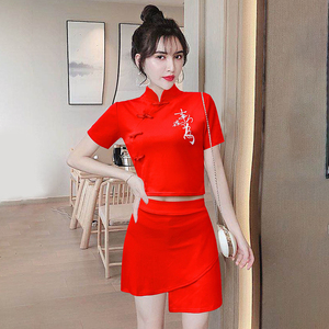 Stand collar short slim fitting Short Sleeve Dress