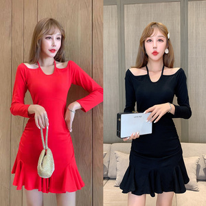 Sexy fishtail dress celebrity temperament slim waistband shoulder Sling Dress