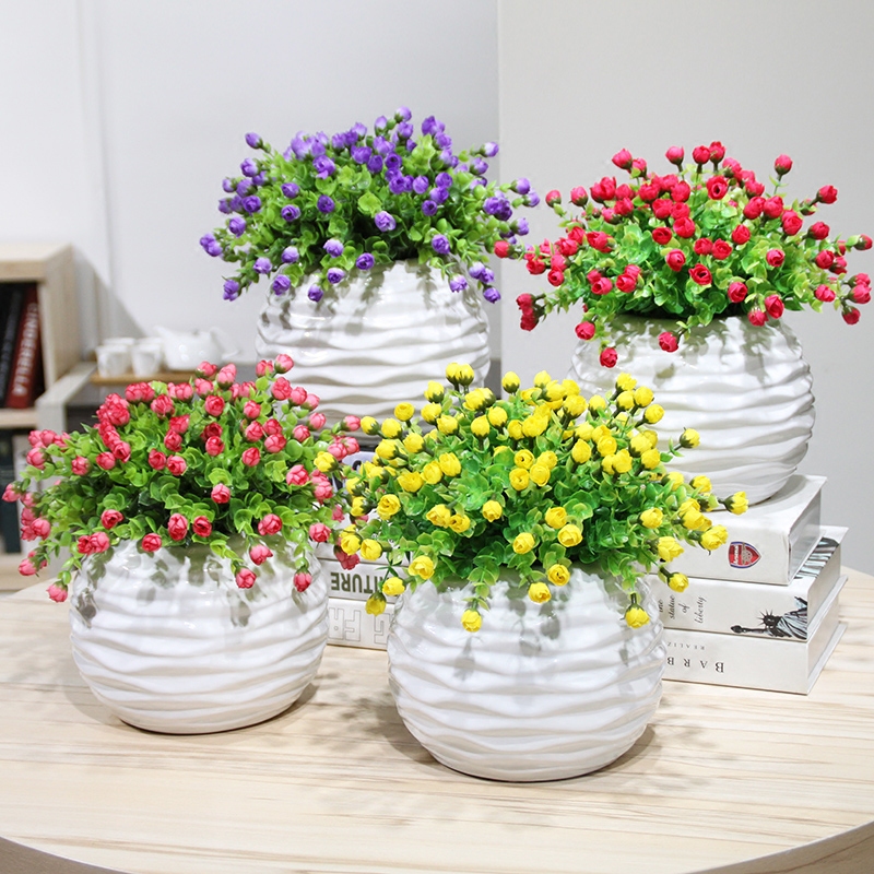 The Send + simulation flower art ceramic flower pot roses eucalyptus flower buds suit household act the role ofing is tasted furnishing articles desktop flower art