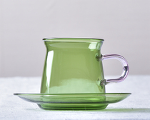 Wonderful HOME Day Series Heat Resistant Glass Coffee Cup Transparent Milk Tea Juice Lower Afternoon Tea Big Handle Collision Color Creative Water Cup