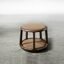 New Chinese tea stool Zen solid wood stool meeting guest stool tea room furniture low stool simple round stool cloth soft stool Vine