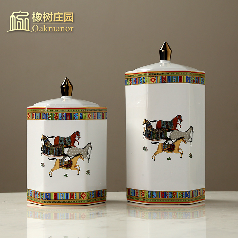 Jane 's light and decoration ceramics storage tank furnishing articles with cover between the Nordic creative caddy fixings candy jar example decorate