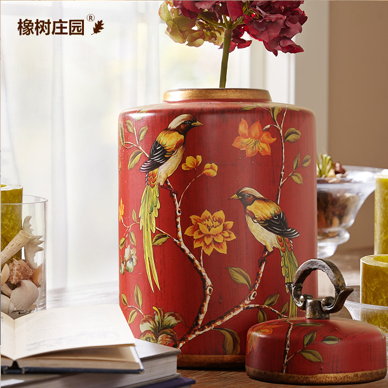 European candy jar storage tank with cover ceramic pot home furnishing articles American decorative as cans accessories of new Chinese style restoring ancient ways