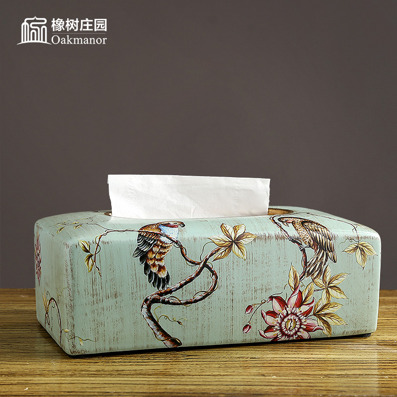 American table tissue box ceramic creative home furnishing articles European household retro smoke box sitting room tea table decoration