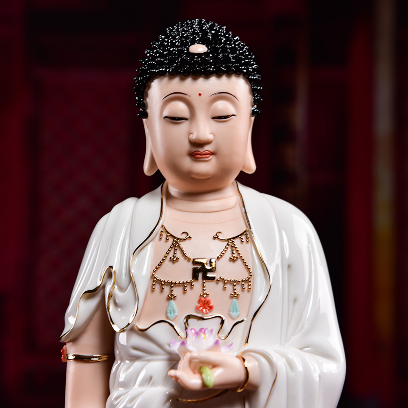 Yutang dai ceramic 16 inches west three holy Buddha household craft ornaments furnishing articles/D27-108