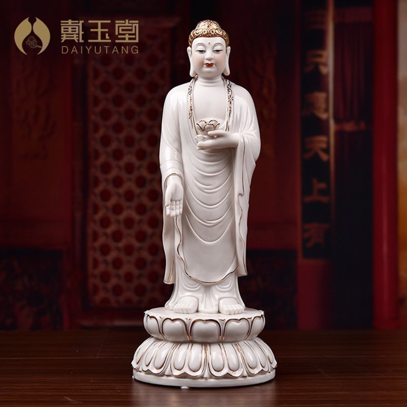 Yutang dai namo amitabha Buddha Buddha statute honors that occupy the home furnishing articles dehua white porcelain paint color