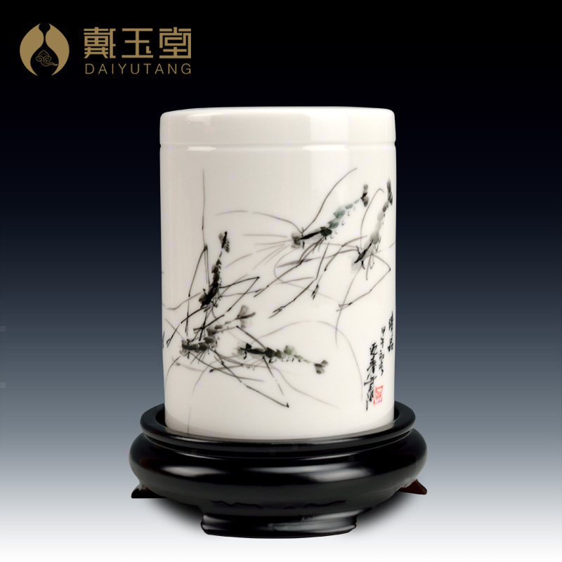 Yutang dai for head 'day gift the teacher practical decoration/ceramic hand - made painting and calligraphy brush pot furnishing articles