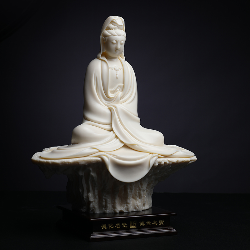 Yutang dai provincial master Lin Jiansheng works jade guanyin Buddha furnishing articles white/yellow porcelain ceramics D03-134