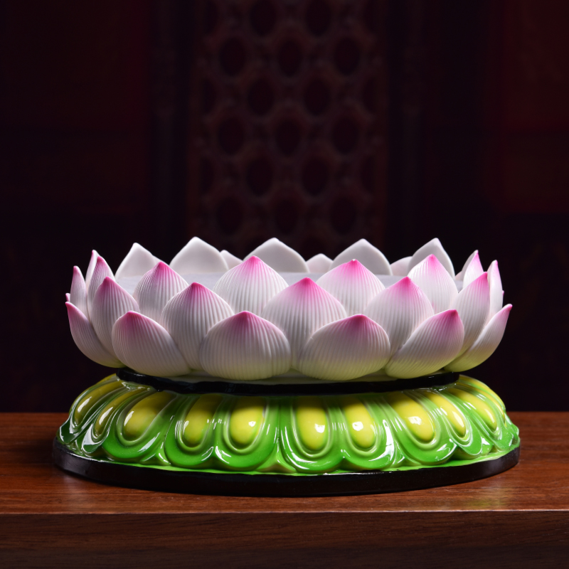 Yutang dai ceramic painting lotus base circular anise guanyin high Buddha mat base table decoration furnishing articles