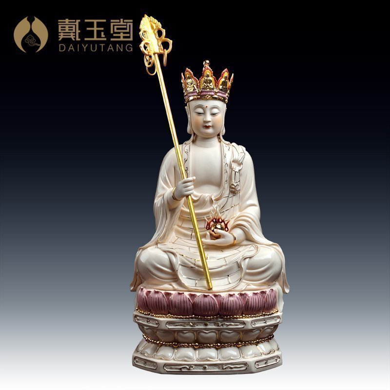 Yutang dai bodhisattva retinues three holy ancient - up ceramic figure of Buddha sitting GuLian D01 earth treasure bodhisattva - 387