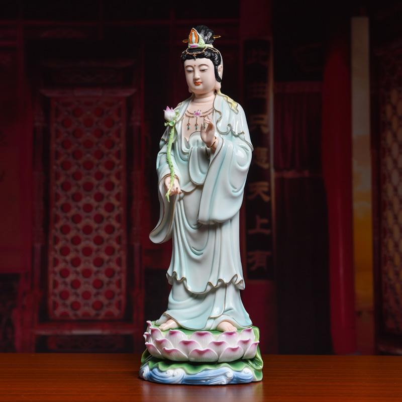 Yutang dai ceramic 17 inch western three holy spirit like home worship amitabha Buddha guanyin momentum to furnishing articles