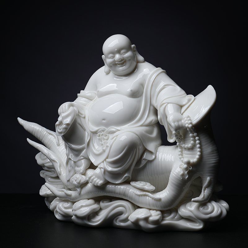 Yutang dai dehua white porcelain ceramic laughing Buddha maitreya Buddha furnishing articles creative decoration/ginseng