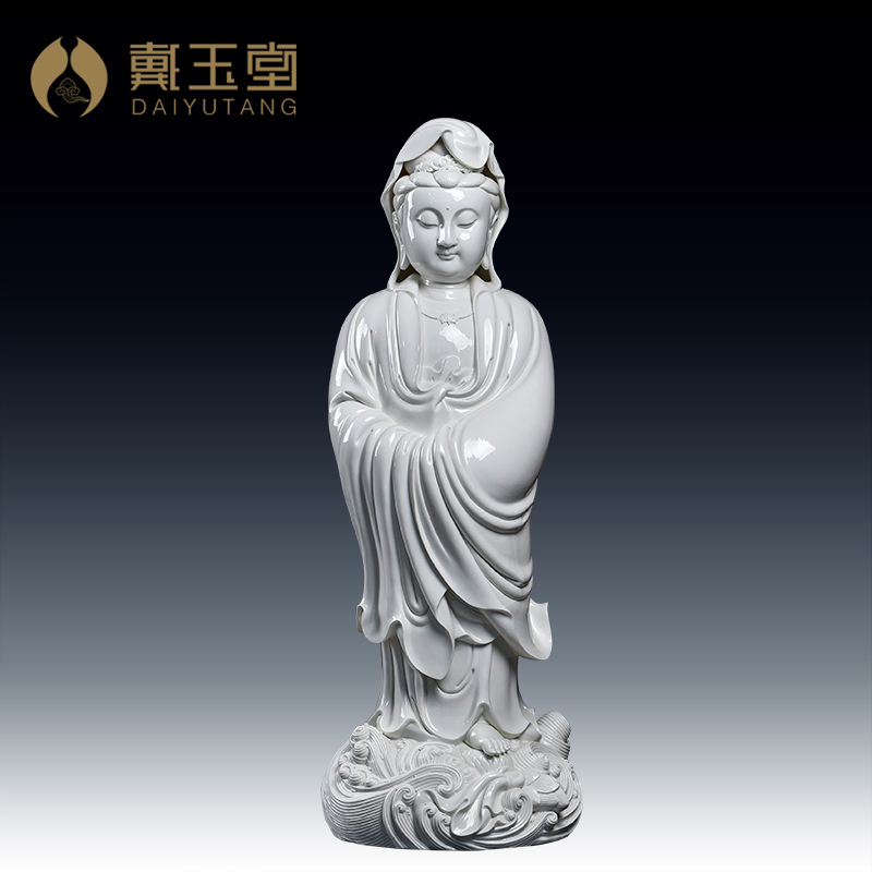 Yutang dai dehua white porcelain ceramic big Buddha temple porch place 83 cm across indicates the sea goddess of mercy corps/D12-39