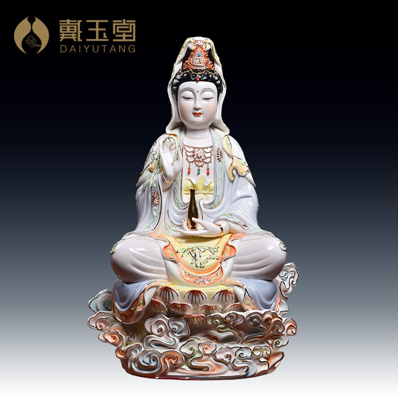 Yutang dai household ceramics in the south China sea goddess of mercy Buddha worship that occupy the home furnishing articles under the glaze color lotus guanyin sitting room