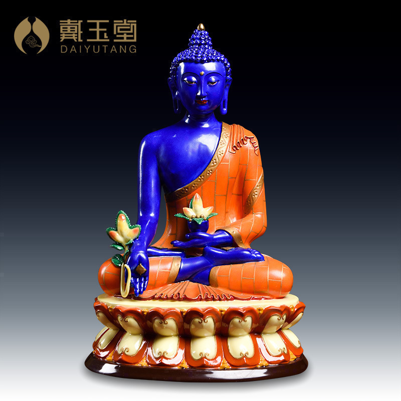 Yutang dai ceramic Buddha worship Buddha furnishing articles of sect medicine lapis lazuli light coloured drawing or pattern of medicine the guru Buddha/D44-34 c