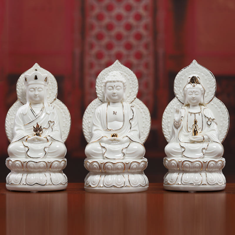 Yutang dai guan Yin tathagata hid in ceramic household decoration to furnishing articles/7 inches retinues three holy D21-07 p