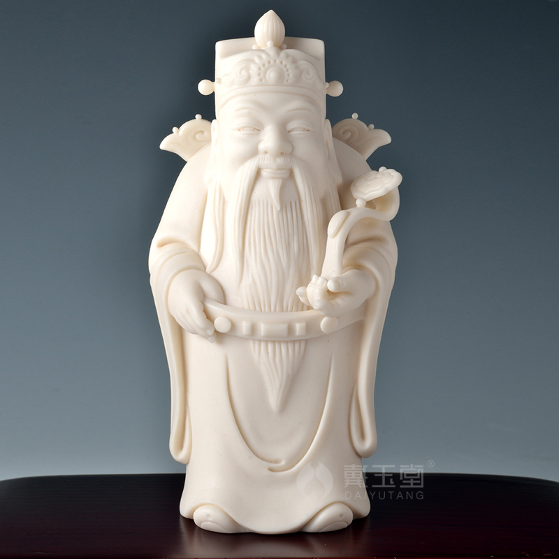 Yutang dai dehua white porcelain works porcelain carving master Su Qinghe masters 5 inches/fu lu shou samsung D29-01