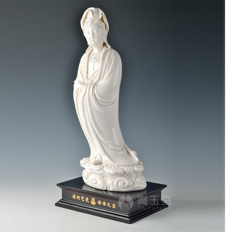 Yutang dai of the masters of dehua white porcelain Su Youde porcelain carving art/13 "xiangyun guanyin D29-24
